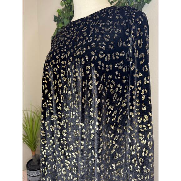 Show Me Your Mumu Black Glitter Velvet Cheetah Toby Swing Dress sz S - Picture 2 of 3